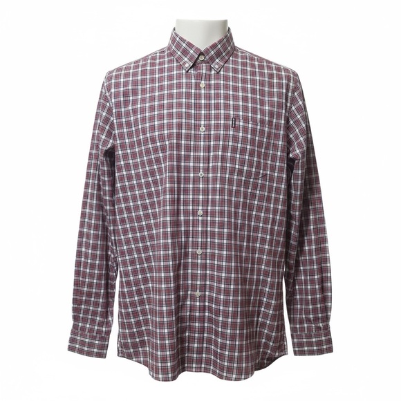 Barbour Men's Red White Plaid Cotton Tailored Fit Button Up Shirt XXL NWT - Picture 2 of 11